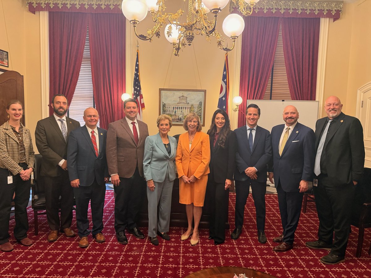 Ohio Senate GOP (@ohiosenategop) on Twitter photo Making Education Great Again! Senate President <a href="/Rob_McColley/">Senator Rob McColley</a>, Education Chairman <a href="/brennerforohio/">Andrew Brenner</a>, U.S. Senator <a href="/berniemoreno/">Bernie Moreno</a>, Representatives <a href="/clickforohio/">Rep Gary Click ๐บ๐ธ ๐ฏ๐</a>, Adam Matthews, Tom Young and Sarah Fowler Arthur, and First Lady <a href="/FranDeWine/">Fran DeWine</a> welcome <a href="/EDSecMcMahon/">Secretary Linda McMahon</a> to the <a href="/OhioStatehouse/">Ohio Statehouse</a>. Making Education Great Again! Senate President <a href="/Rob_McColley/">Senator Rob McColley</a>, Education Chairman <a href="/brennerforohio/">Andrew Brenner</a>, U.S. Senator <a href="/berniemoreno/">Bernie Moreno</a>, Representatives <a href="/clickforohio/">Rep Gary Click ๐บ๐ธ ๐ฏ๐</a>, Adam Matthews, Tom Young and Sarah Fowler Arthur, and First Lady <a href="/FranDeWine/">Fran DeWine</a> welcome <a href="/EDSecMcMahon/">Secretary Linda McMahon</a> to the <a href="/OhioStatehouse/">Ohio Statehouse</a>.