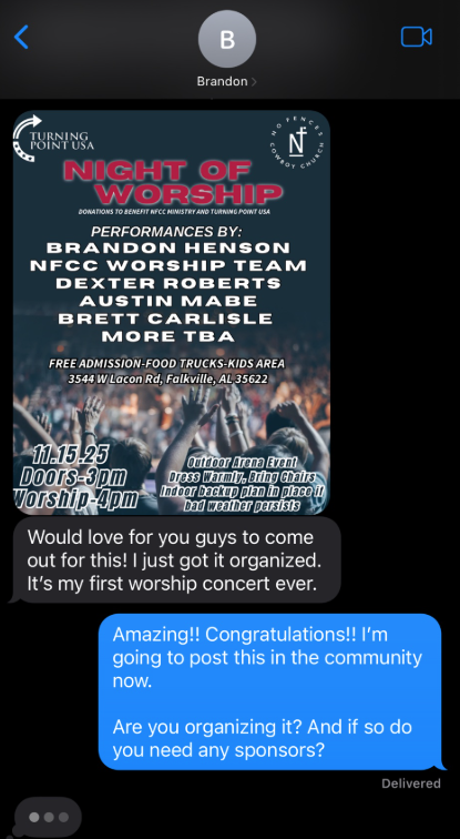 Another crazy example of God at work.. When we went to TPUSA the night before the memorial we met and talked with ONE RANDOM guy. He was super cool, not in crypto but loved what we were doing and we exchanged numbers. He just sent me this last night out of nowhere..