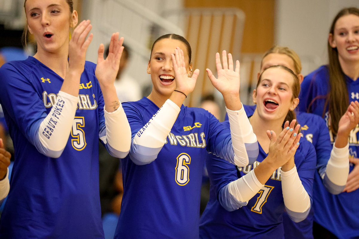 McNeeseVball's tweet photo. All smiles for conference play tomorrow! 🤠 

#GeauxPokes | #BTN https://t.co/0Q5UaFljNL