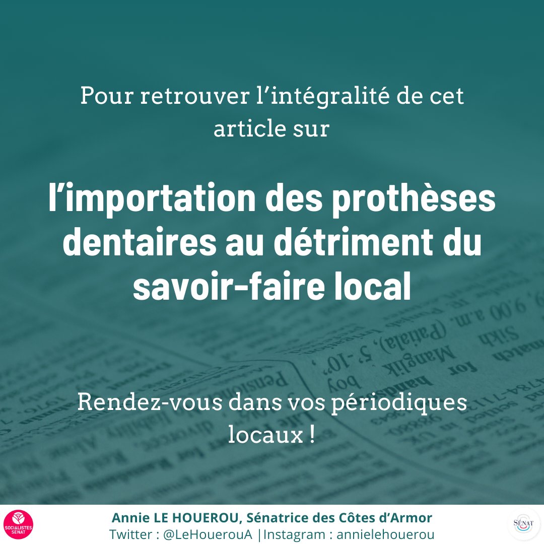 La semaine passée, Le Télégramme a relaté ma mobilisation pour le savoir-faire des dentistes français 👇