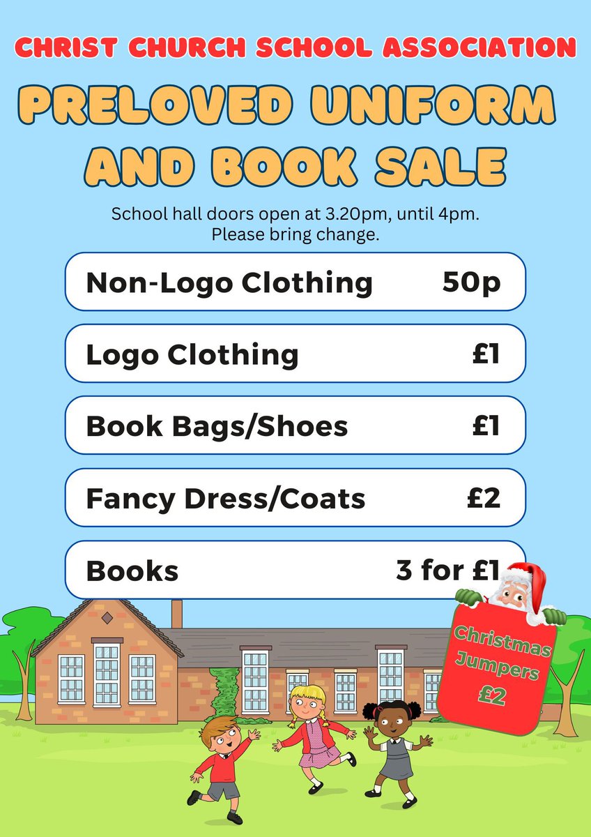 CCPS_SA's tweet photo. ‼️ Reminder! ‼️ It’s our preloved school uniform sale this Friday, 3.20pm-4pm (26th Sept). We have SO MUCH stock, all at bargain prices!!! If you haven't attended this event before, all uniform is labelled and organised by size &amp; it's a great way to save money. @CCPSLichfield https://t.co/NpJClFFTwz