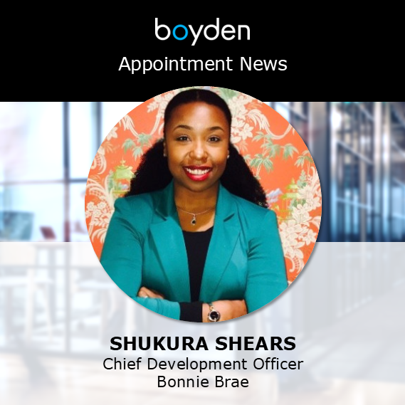 Boyden is pleased to share #BonnieBrae appointment news: welcoming new Chief Development Officer, Shukura Shears.

Recruitment co-led by Lisa Vuona &amp; Lindsey Gale. 

#executivesearch #executiverecruitment #leadership
