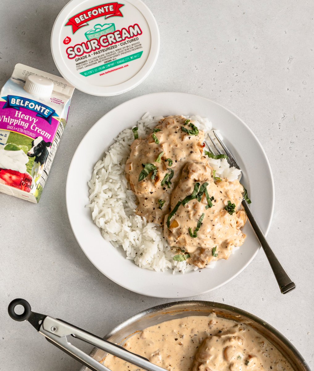 Dinner is served, comfy, creamy, and anything but basic! 🤤 Tender chicken simmered in a sour cream and onion sauce made with Belfonte Heavy Cream and Sour Cream, served over fluffy rice. 

Full recipe 🔗 bit.ly/49aEJtS