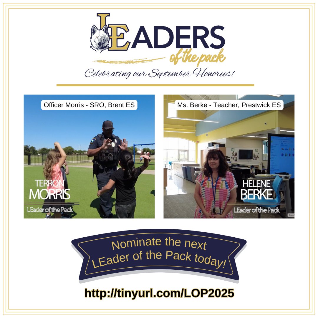 Celebrating our LEaders of the Pack! Little Elm ISD shines because of the people who Engage, Equip &amp; Empower every day. Know someone who consistently goes the extra mile? Share a LEaders of the Pack nomination and help us celebrate their impact.
<a href="/leisd/">Little Elm ISD</a>
👉 tinyurl.com/LOP2025
