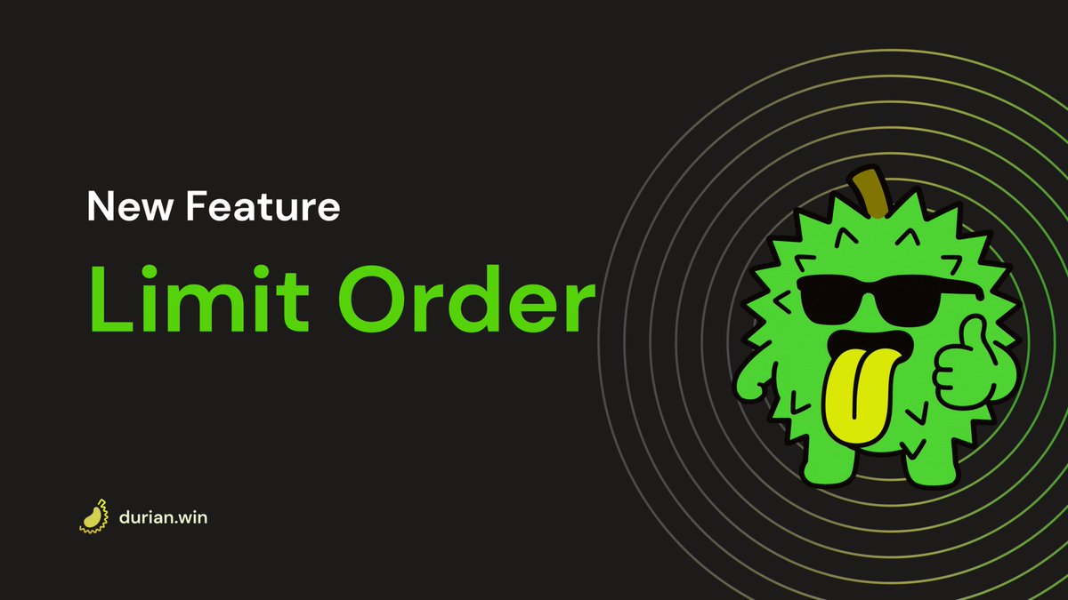 durianwin's tweet image. You asked for it, you get it!

Limit orders are now available on durian. TP/SL made easy.