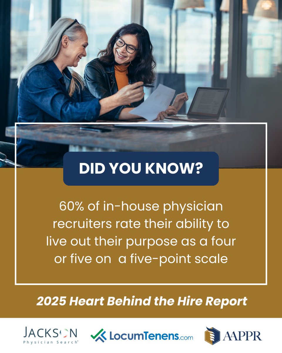 Discover how meaning fuels resilience in The Heart Behind the Hire, from AAPPR, Jackson Physician Search, and LocumTenens.com.

bit.ly/4gwVYLq 

#AAPPR #PhysicianRecruitment #NewResearch