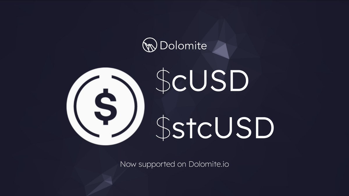 New integration alert: $cUSD &amp; $stcUSD from <a href="/capmoney_/">cap</a> are now live on Dolomite

💵 Diversified backing
🛡️ Depeg protection
📈 Yield-bearing

Two new stables now available on Dolomite