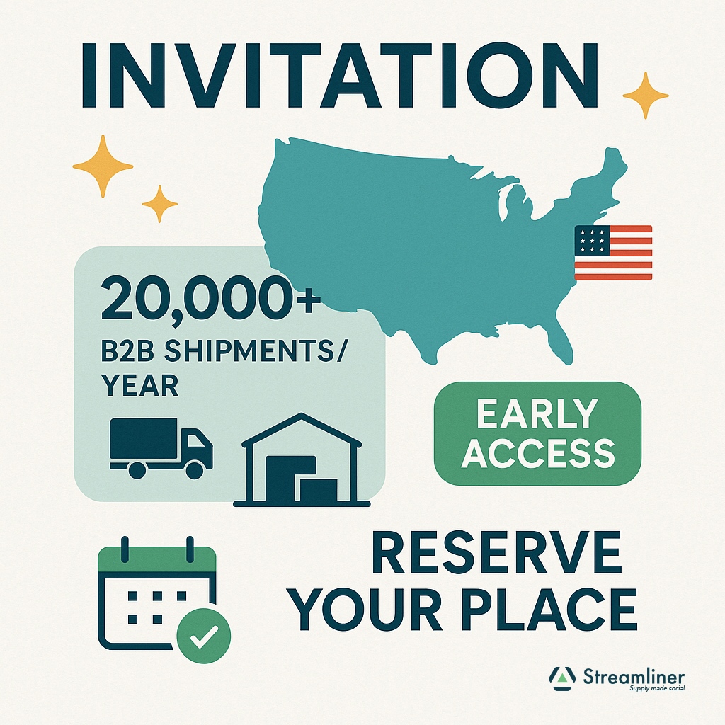 streamlinerSC's tweet image. ✨ US Pilot Seats 🇺🇸
Handling 20 k+ B2B shipments/yr? Join our limited pilot for concierge onboarding & lifetime pricing. Book via Calendly!
#USLogistics #PilotProgram