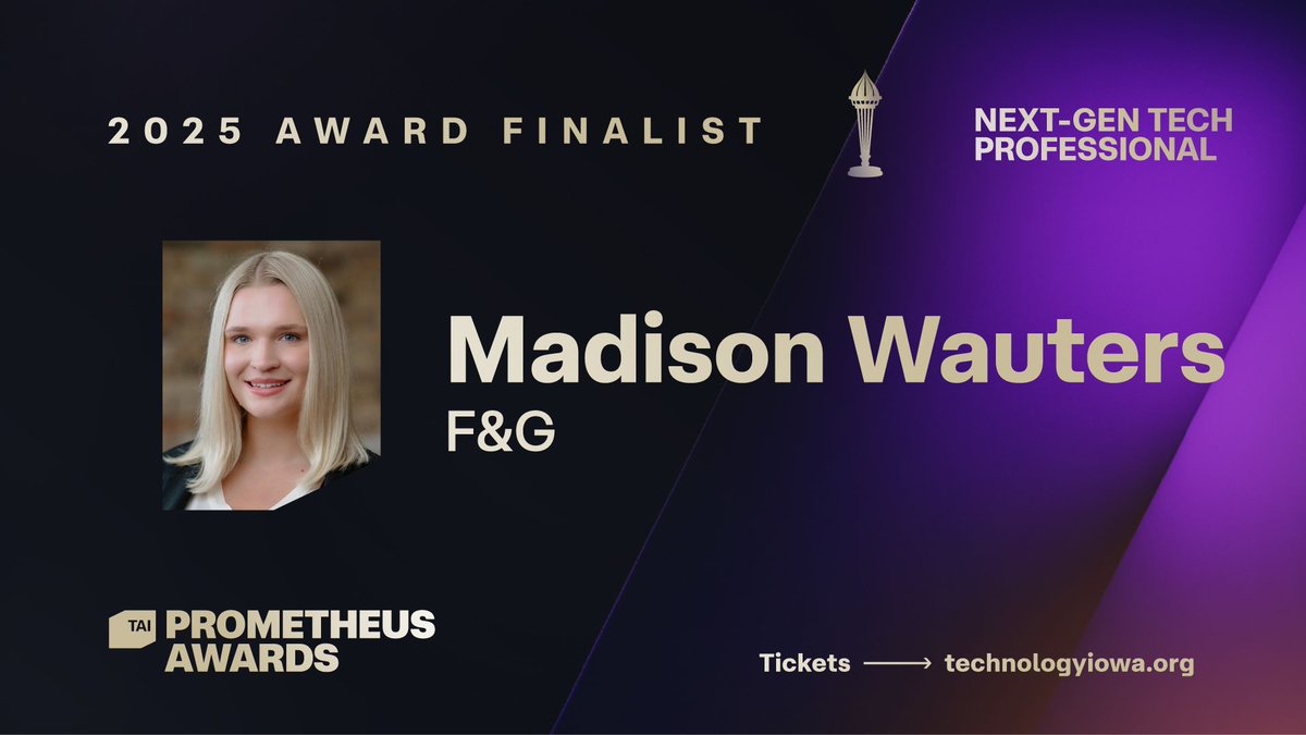 Congratulations to recent graduate Madison Wauters ’23 for being named a finalist for Next-Gen Tech Professional of the Year at the 2025 Prometheus Awards! We’re proud to see our alumni making an impact!