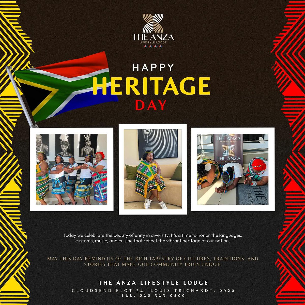TheAnzaLL's tweet photo. Happy Heritage 

Today we celebrate the beauty of unity in diversity. It’s a time to honor the languages, customs, music, and cuisine that reflect the vibrant heritage of our nation. #Theanza #theanzalifestylelodge #happyheritage2025 #tourisim https://t.co/zwtmfycTur