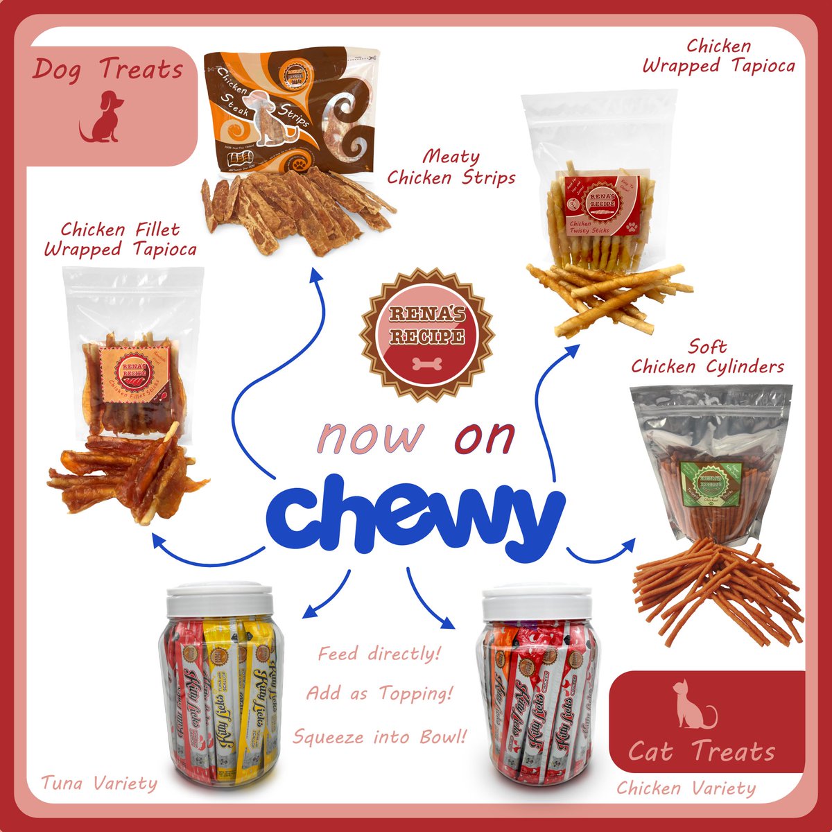 RenasRecipe's tweet photo. 🐶🐱 Alright ladies, gentlemen, pups and kittens, it took a while, but we are proud to announce that we have managed to get treats on #Chewy!! We offer treats on Amazon and Walmart, but now we are ECSTATIC to add this pathway for your pets to enjoy our treats! #dogs #cats #treats https://t.co/ZtTaqUU9WR
