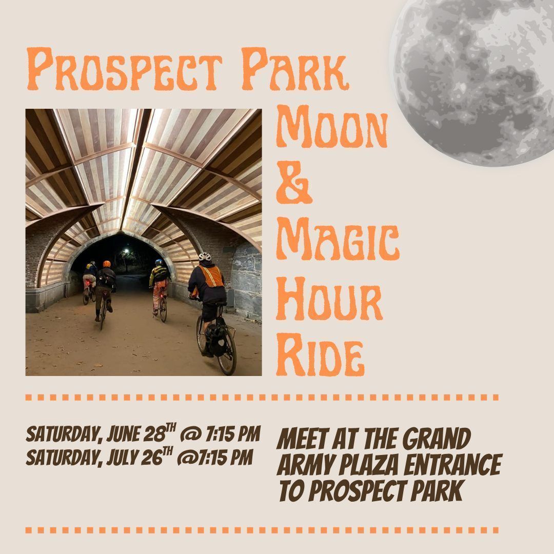 Join us on Saturday, September 27th for a ride in Prospect Park!

Discover Prospect Park at night with a peaceful ride that visits the park's little known treasures.

Bicycle lights are recommended.

Meet at the Grand Army Plaza entrance to Prospect Park at 7:15pm.

#biking