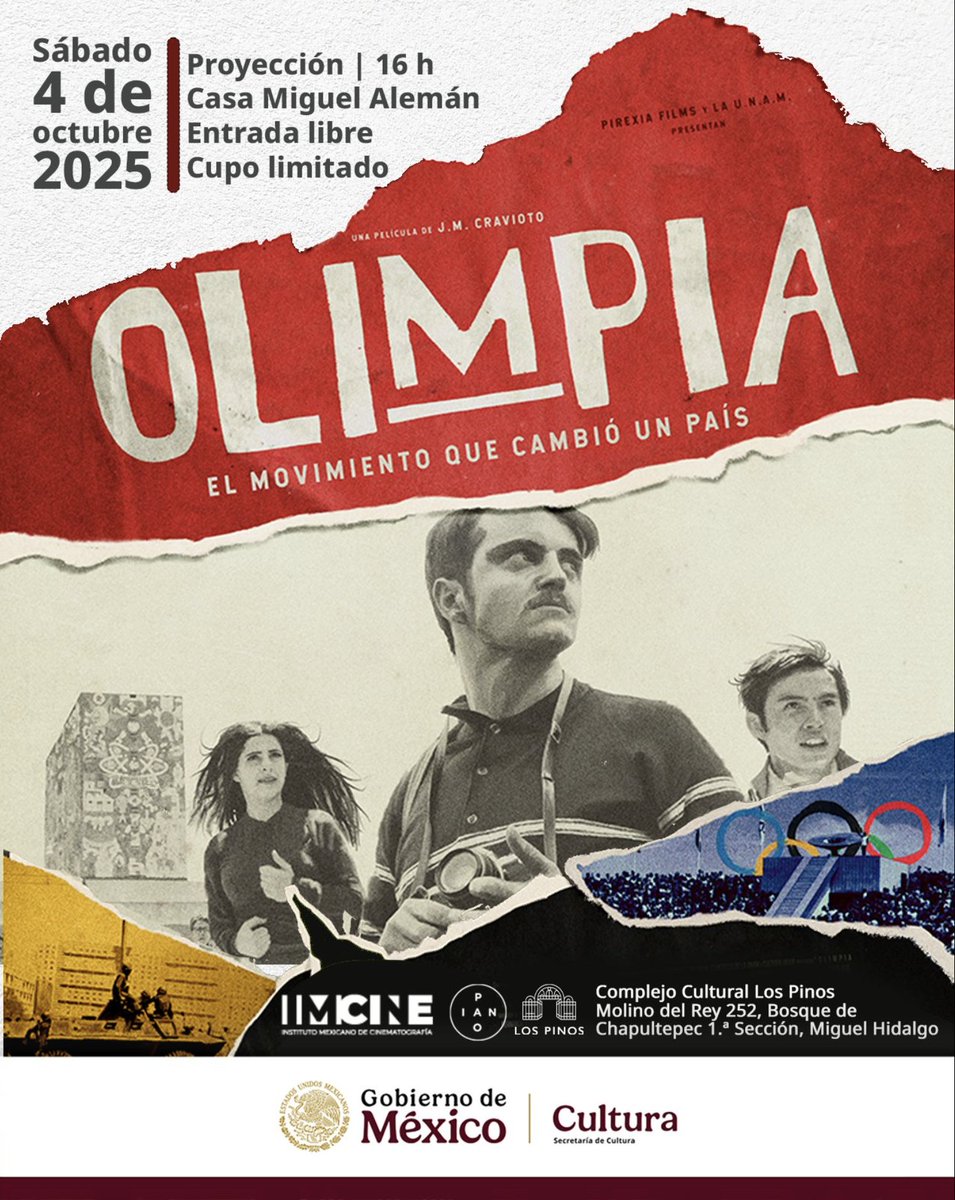 Este 4 de octubre se proyectará "Olimpia "—editada por Fernanda Morales de la Cerda AMEE—. Una película imprescindible para recordar la fuerza y la memoria de 1968 en una fecha que no debemos olvidar.