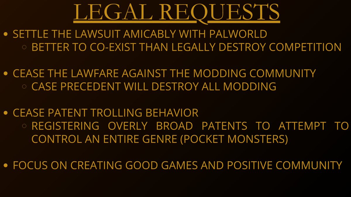 #StopThePokemonCompanyInternational

<a href="/ThePokemonCorp/">ThePokemonCompany</a>
 , #株式会社ポケモン , #KabushikiGaishaPokemon are engaged in lawfare to stifle competition, destroy the modding forever and claim the entire pocket monster genre. They must be stopped.
