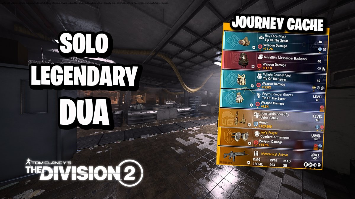My latest Video, a bit different this Time!
Solo Legendary DUA, but with one of the Journey Cache Builds for "fun".
I cant recommend it :p

youtu.be/Zf4tpbMK9Nw

#TheDivision2 
<a href="/TheDivisionGame/">Tom Clancy's The Division</a>