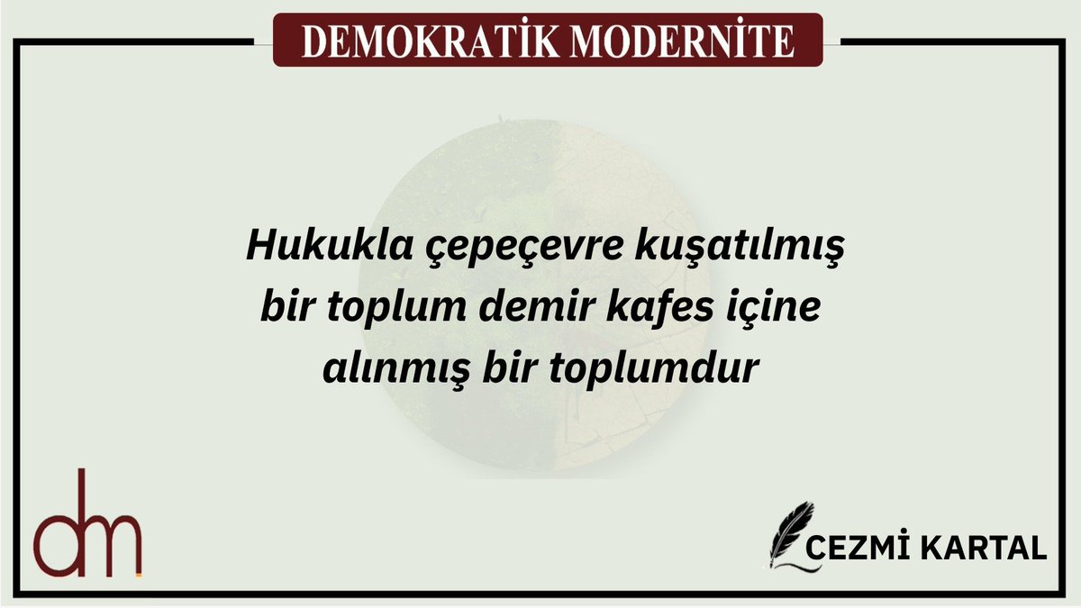“Ulus-Devlet Çıkmazı ve Demokratik Konfederalizm” dosya konulu 51. Sayımızda Cezmi Kartal’ın “Modern Devleti Yaratan Düşey Hareketler” yazısı…
demokratikmodernite.org/modern-devleti…