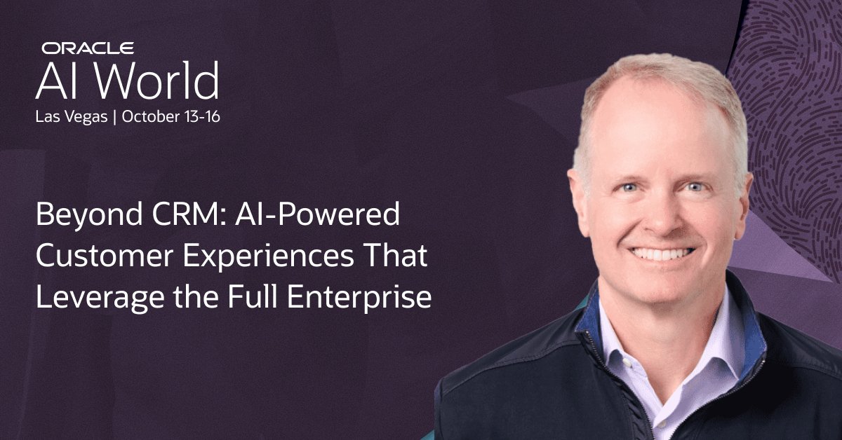 The future of CX demands more than what traditional CRM offers. Join Oracle's Rob Pinkerton to learn how embedded AI will help you create seamless experiences that drive growth and lasting trust: social.ora.cl/6018AwLzu