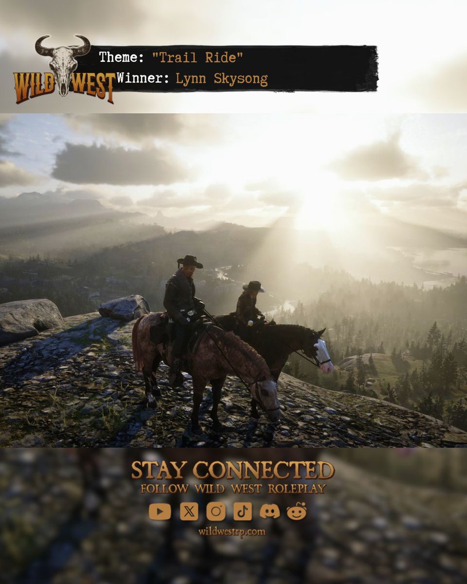 Trail Ride 🥾🐴
There sure is something special about riding together, especially with that kinda view!

Check out wildwestrp.com for more information on how to join our RDR2 Roleplay community and share your beautiful screenshots with us!

#RedM #WWRP #RDR2RP #GTARP