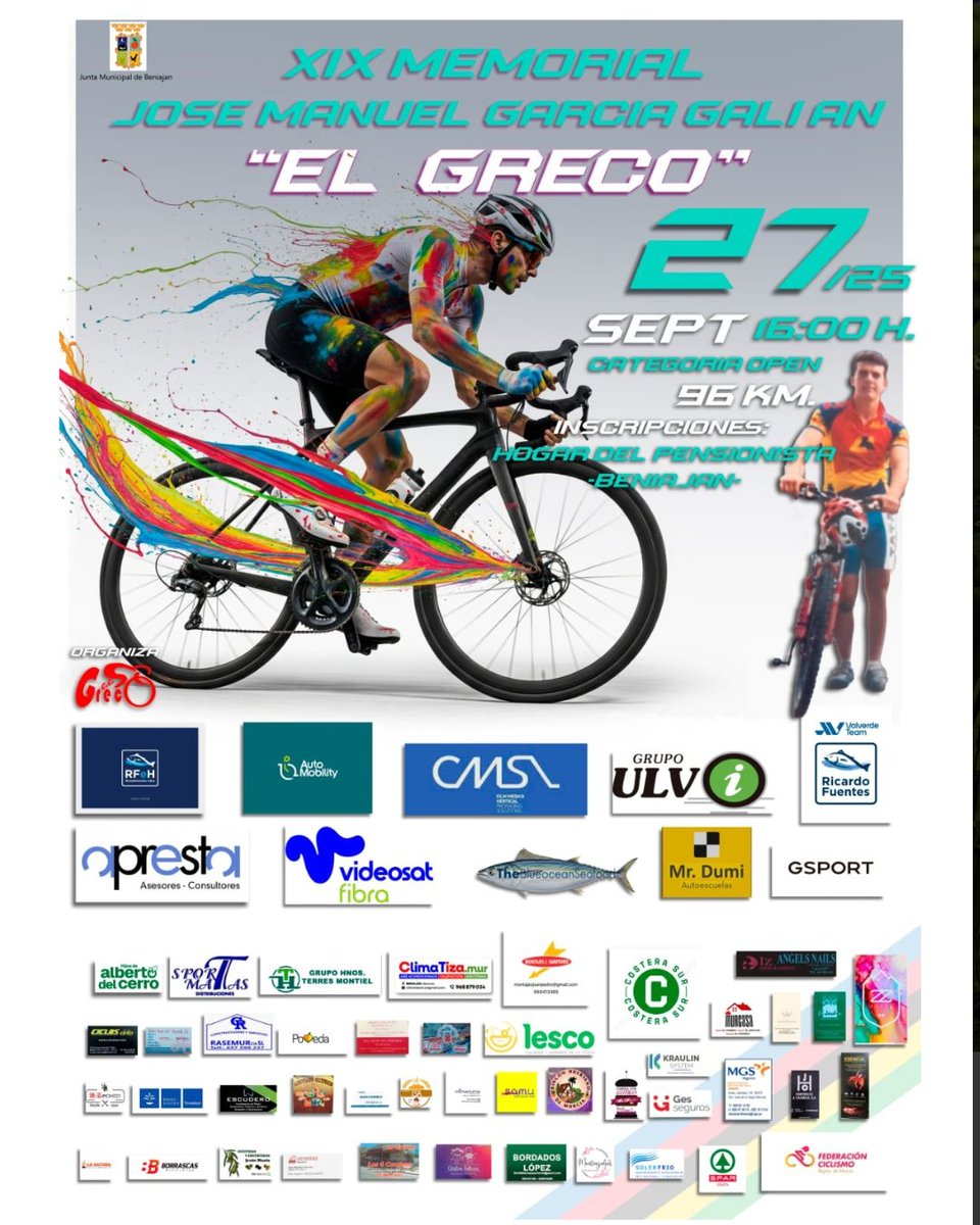 La Copa Otoño 2025 arranca un año más en el XIX Memorial José Manuel García Galián El Greco 💪

95 kilómetros con dos pasos por el Alto del Garruchal para dar la salida a la recta final del año 🤩

Inscripciones en yosoyciclista.com/index.php/smar…

#Murciaciclismo #CiclismoRegiondeMurcia