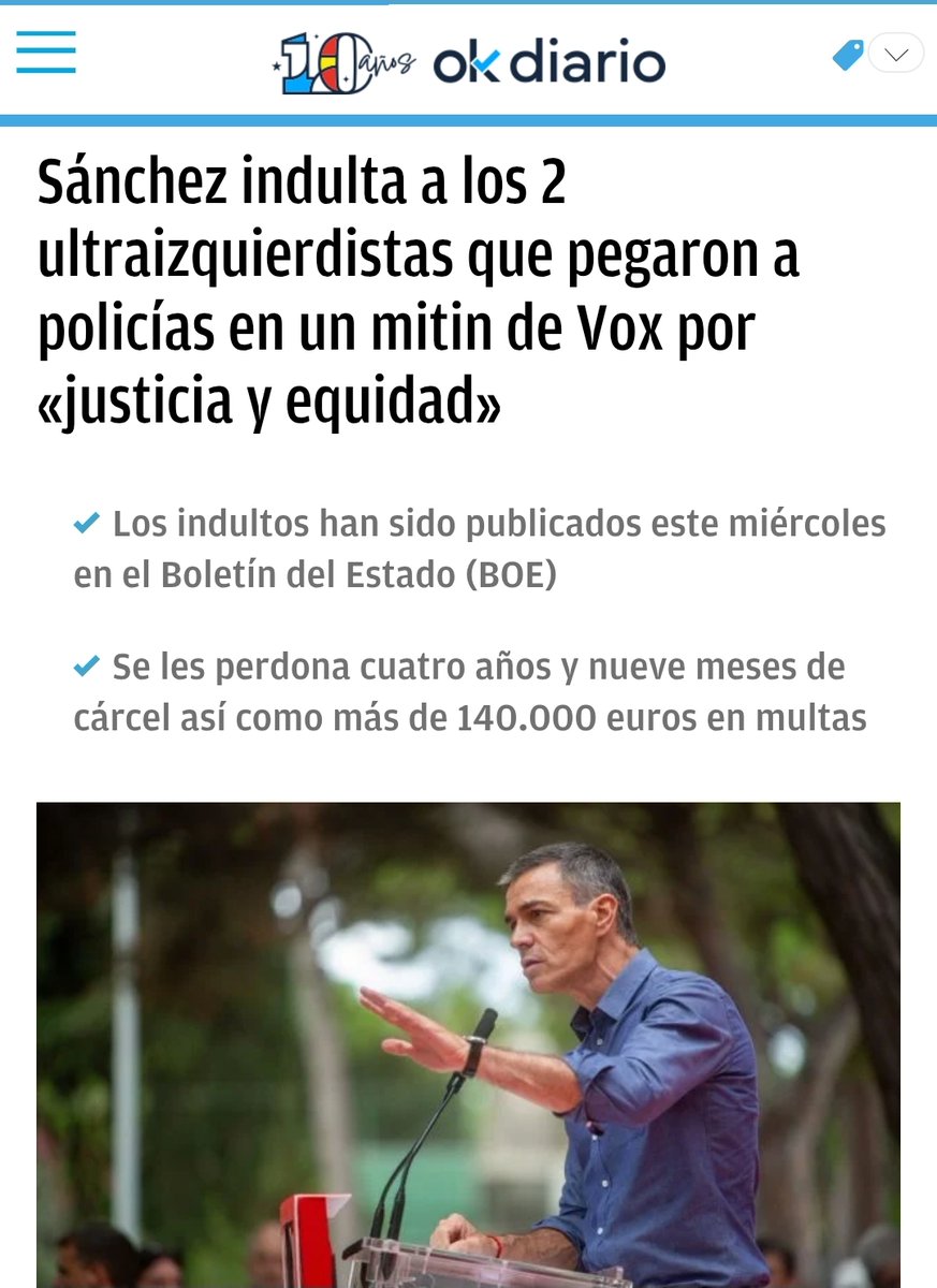 Una afrenta más al #PrincipioDeAutoridad y al Poder Judicial:
#Policías agredidos, agresores condenados a 4 años y 9 meses por el #TribunalSupremo y el Gobierno les da el #Indulto
#JusticiaYEquidad para quién?
f.mtr.cool/auqcvvhnzr