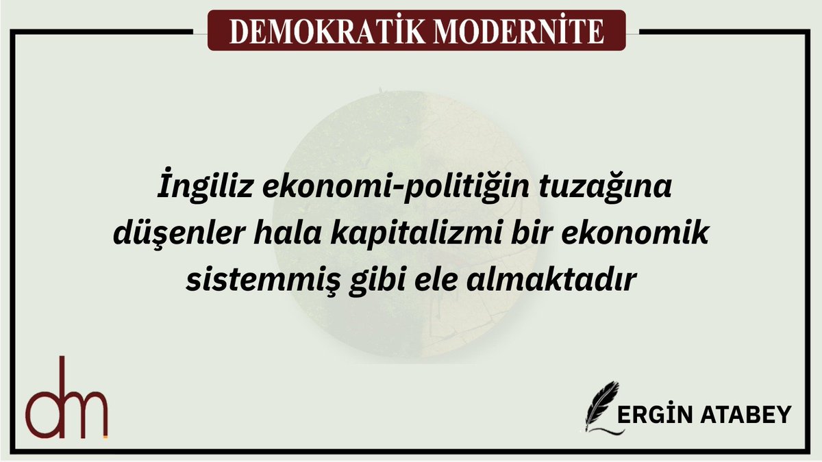“Ulus-Devlet Çıkmazı ve Demokratik Konfederalizm” dosya konulu 51. Sayımızda Ergin Atabey’in “Kapitalist Modernitenin Mahşeri Üç Atlısının İflası” yazısı…
demokratikmodernite.org/kapitalist-mod…