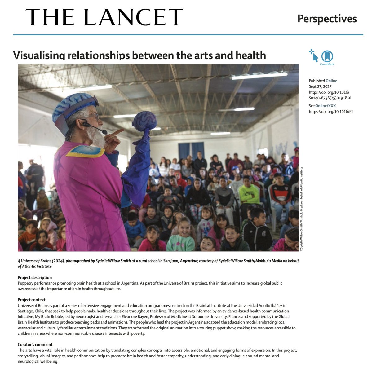 Agustin Ibañez (@agustinmibanez) on Twitter photo Today <a href="/TheLancet/">The Lancet</a> released a photo essay on Arts & Health. Moved to see Universe of Brains from San Juan (my birthplace), teaching brain health protection to >5,000 children. This was part of a series of engagement & education programs led by <a href="/BrainlatUAI/">BrainLat UAI</a> at <a href="/UAI_CL/">UAI</a>, supported by Today <a href="/TheLancet/">The Lancet</a> released a photo essay on Arts & Health. Moved to see Universe of Brains from San Juan (my birthplace), teaching brain health protection to >5,000 children. This was part of a series of engagement & education programs led by <a href="/BrainlatUAI/">BrainLat UAI</a> at <a href="/UAI_CL/">UAI</a>, supported by
