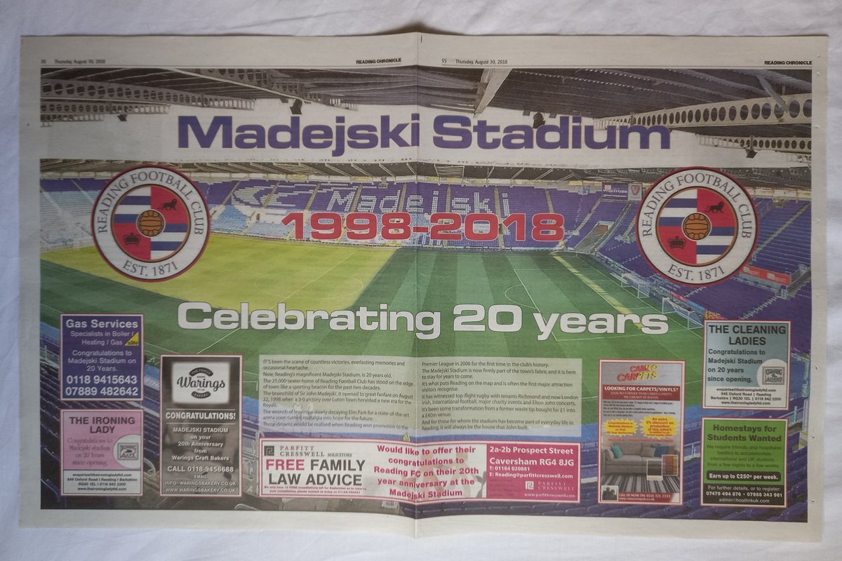 cribsie's tweet image. Reading Chronicle&apos;s from the Mad Stad&apos;s opening day in 1998, plus the 10th and 20th anniversaries @rdgchronicle @SC_Leasing #readingfc