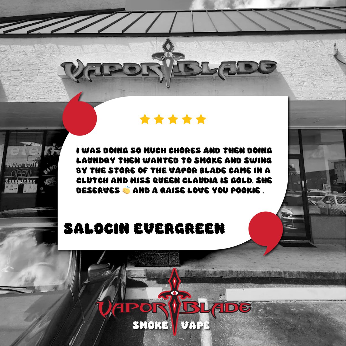 VaporBladeTM's tweet image. We're so glad we could come in clutch for you, Salocin! ⭐⭐⭐⭐⭐ Our team is here to help.

Visit us at vaporblade.com!

#VaporBlade #VapeShop #CustomerReview #VapeLife
