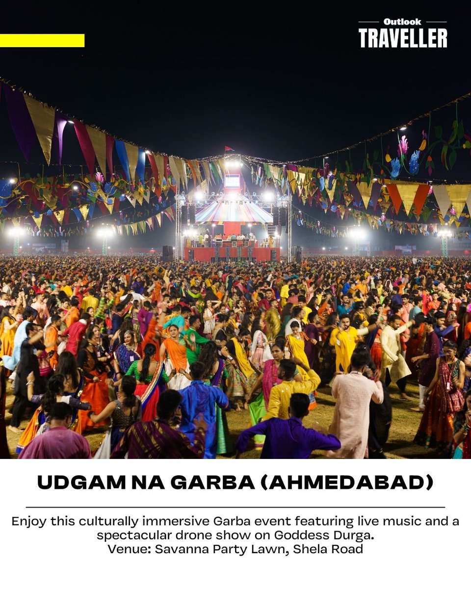 oltraveller's tweet photo. Rooted in devotion and tradition, this circular dance honours the divine feminine and the cyclical nature of life, performed around the glowing garbha deep.
#Navratri2025 #GarbaVibes #GujaratCulture #GarbaNights #DivineRhythms #DanceOfDevotion https://t.co/PcOQRTVemj