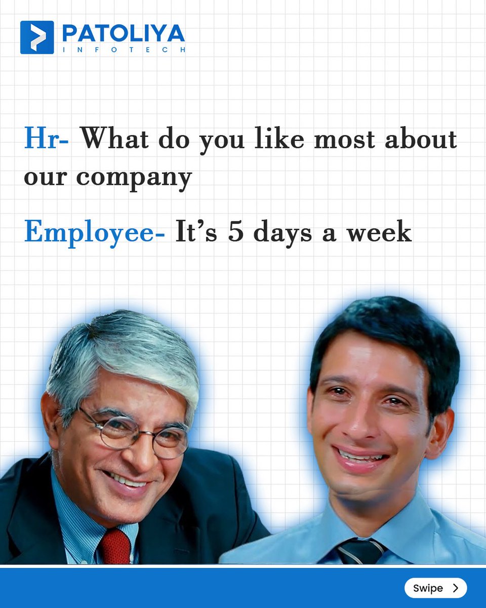 PatoliyaTech's tweet image. Resume says skills, Bollywood says thrills.
Interviews done the filmy way! 💼🎥
#InterviewHumor #BollywoodEdition #WorkLifeFun #PatoliyaInfotech #CareerWithFun #WorkplaceHumor #JobInterview #OfficeLife #BollywoodVibes
