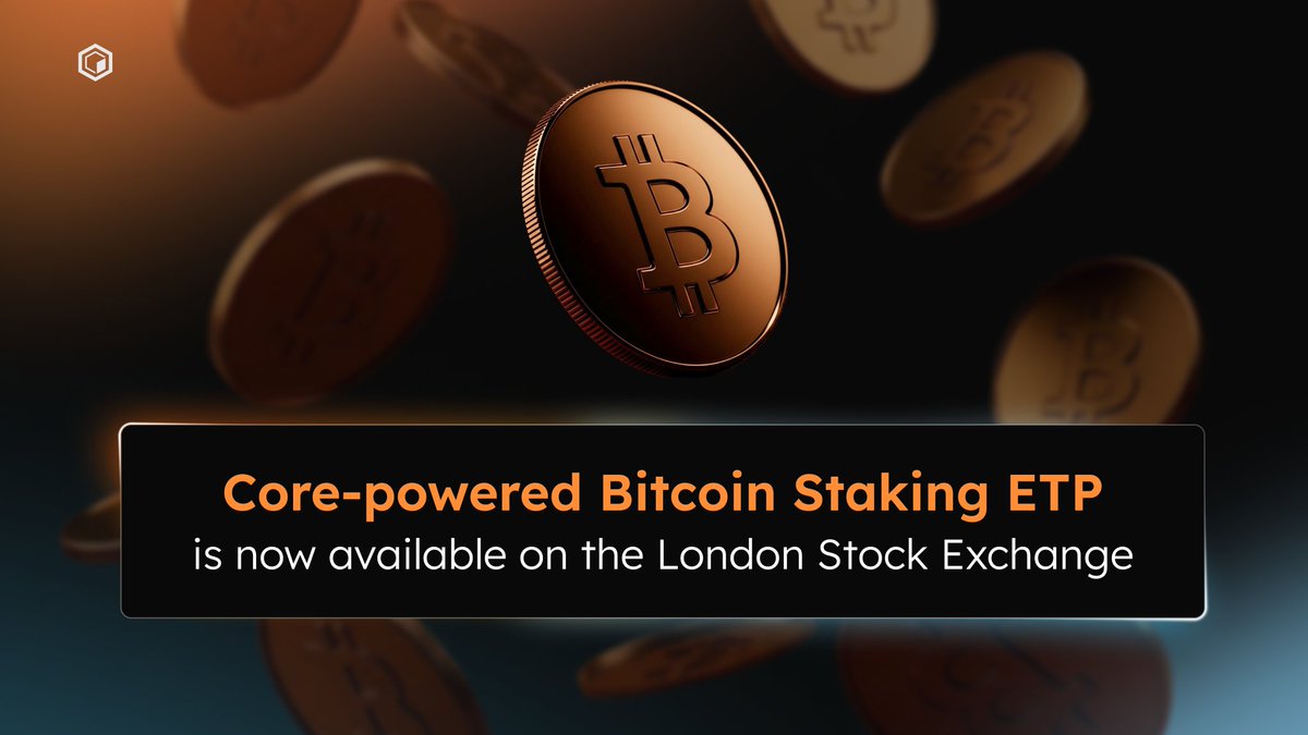 Coredao_Org's tweet image. A landmark moment for the London Stock Exchange.

Its first and only Bitcoin Staking ETP is now live, powered by Core. 🔶

Productive, regulated Bitcoin has arrived.