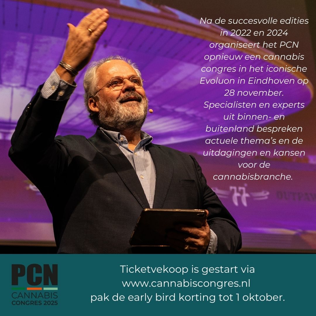 Na de succesvolle edities in 2022 en 2024 organiseert het PCN opnieuw een cannabis congres in het iconische Evoluon in Eindhoven op  28 november. <a href="/cannaindustrie/">cannabisindustrie.nl</a> <a href="/vocnederland/">VOC Nederland</a> <a href="/WeSmokeNL/">Stichting CannaWijzer</a> <a href="/StDrugsbeleid/">Stichting Drugsbeleid</a>  cannabiscongres.nl