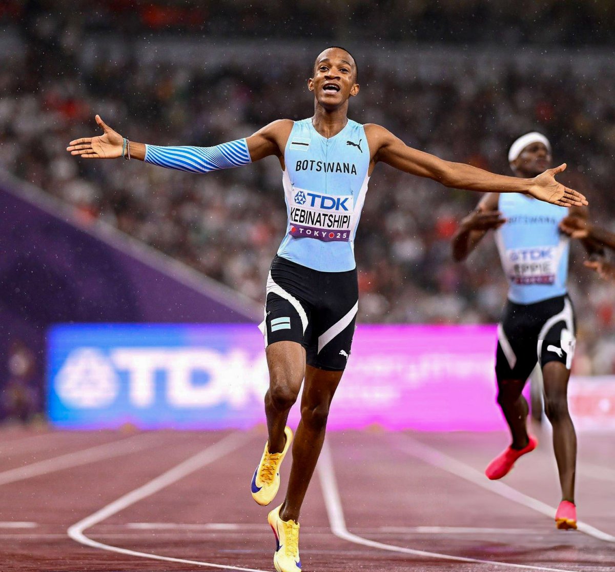 Busang Collen Kebinatshipi 🇧🇼 came into Tokyo 2025 without a single international win this year.

He narrowly missed the Paris Olympic final by just 0.02s, while one of his season highlights was a 20.08s PB to win the national 200m title.

But in Tokyo, he rose to the occasion —