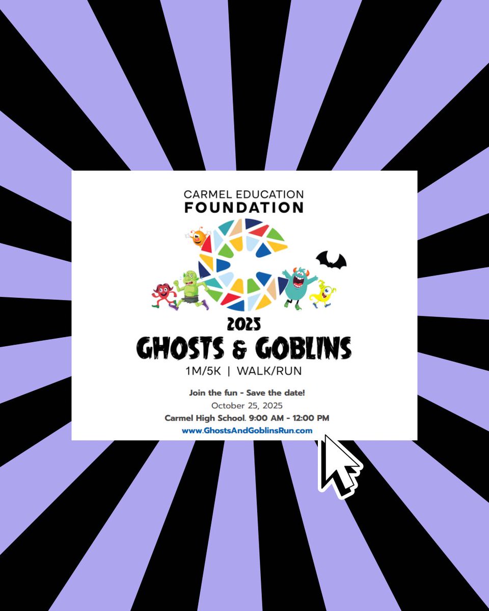 Join us on Saturday, October 25th,  at the CEF Ghosts &amp; Goblins 1 Mile/ 5k Run-Walk! 👻🏃🏼‍♀️

Meet other Patriot families on the front steps of the library, the first 100 registered kids to show up will get a special prize 🏆 🎃