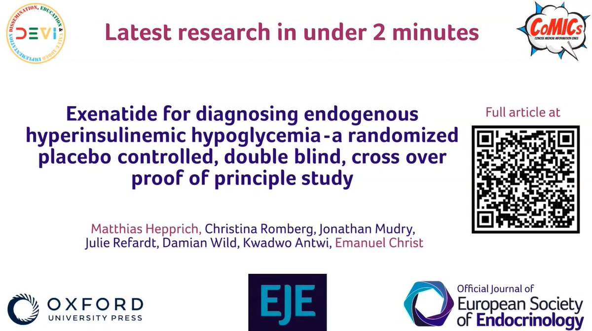 #CoMICWednesday
#EJECoMICs Ep 61: NEW <a href="/EJEndo/">Euro J Endocrinology</a> paper: Exenatide for diagnosing endogenous hyperinsulinemic hypoglycemia youtu.be/EEpubS2NYnA

Full paper doi.org/10.1093/ejendo…
By @SimbaComics <a href="/ESEndocrinology/">European Society of Endocrinology (ESE)</a>
