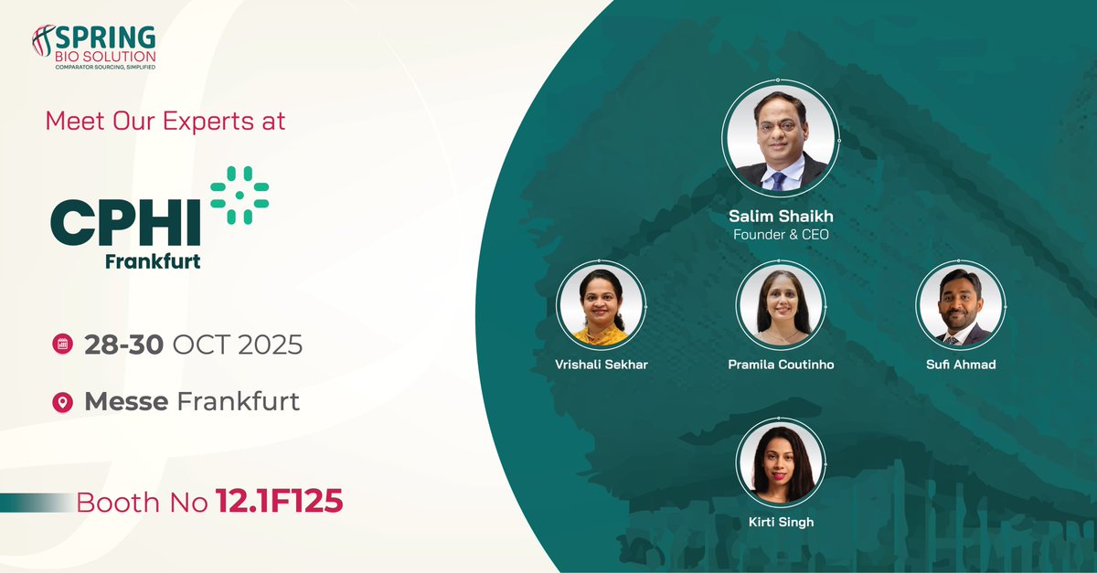 springbiosol's tweet image. Meet our experts at #CPHIFrankfurt2025 | Booth [12.1F125] | Oct 28–30, 2025
Set up your meeting today: springbiosolution.com/cphi-frankfurt…
#SpringBioSolution