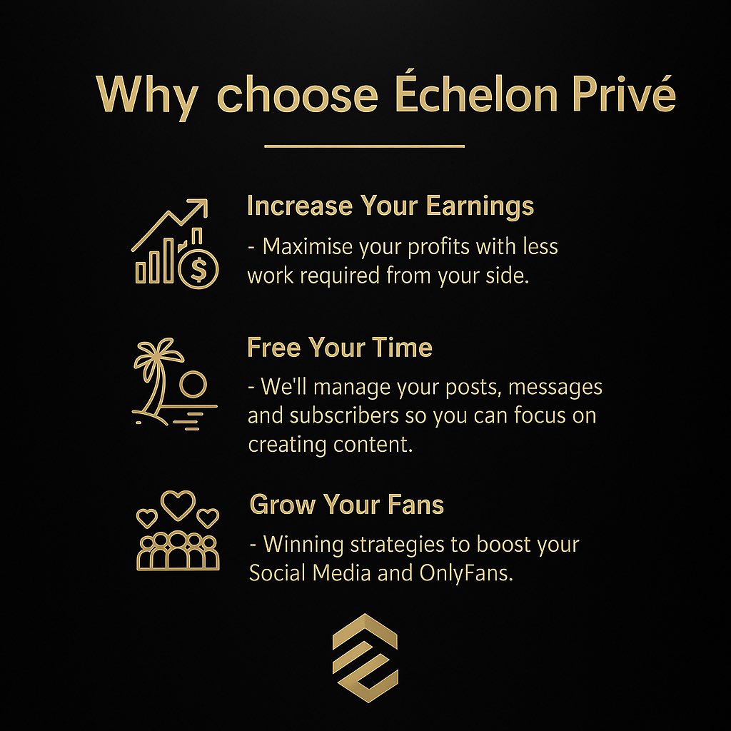 echelonprive's tweet photo. Creators, why do it all alone? 👀
With Échelon Privé you can:
✨ Earn more with less effort
✨ Free up your time
✨ Grow your fanbase faster

Your success, our strategy. 🚀
#ÉchelonPrivé #OnlyFansAgency #CreatorGrowth https://t.co/pbvCA7RKWJ
