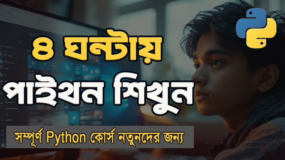 coding_shamim's tweet image. সহজ বাংলায় পাইথন শিখুন | ৪ ঘন্টার সম্পূর্ণ Python কোর্স নতুনদের জন্য 🚀
পুরো ভিডিও দেখুন এখানে 👇
youtu.be/n2S0gfmg7m4