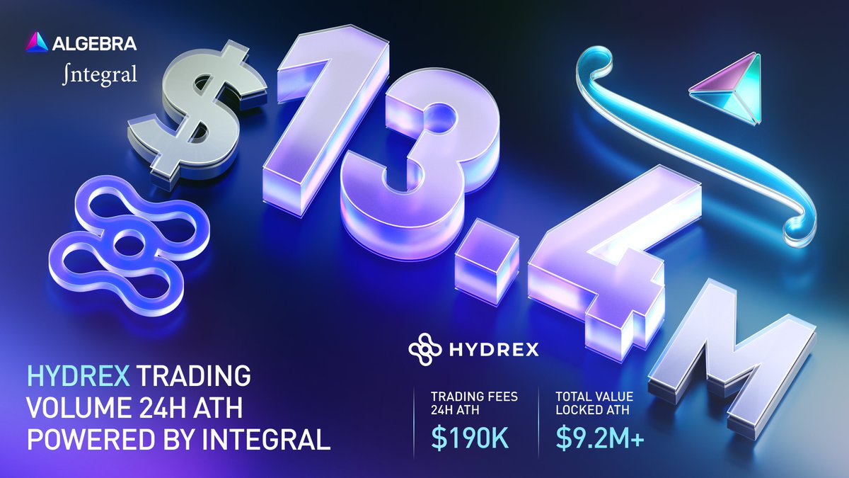Algebra DEX Engine V4 (@cryptoalgebra) on Twitter photo 🔥 Integral is feeling BASED on <a href="/base/">Base</a> with <a href="/HydrexFi/">Hydrex</a>!
Just launched & already impressive:
💸 $13.4M 24h trading volume ATH
📊 $9.2M+ TVL ATH
💰 $190K 24h trading fees ATH
Building a DEX with Algebra is the way to go — and this is only the beginning.
👉 app.hydrex.fi/home 🔥 Integral is feeling BASED on <a href="/base/">Base</a> with <a href="/HydrexFi/">Hydrex</a>!
Just launched & already impressive:
💸 $13.4M 24h trading volume ATH
📊 $9.2M+ TVL ATH
💰 $190K 24h trading fees ATH
Building a DEX with Algebra is the way to go — and this is only the beginning.
👉 app.hydrex.fi/home