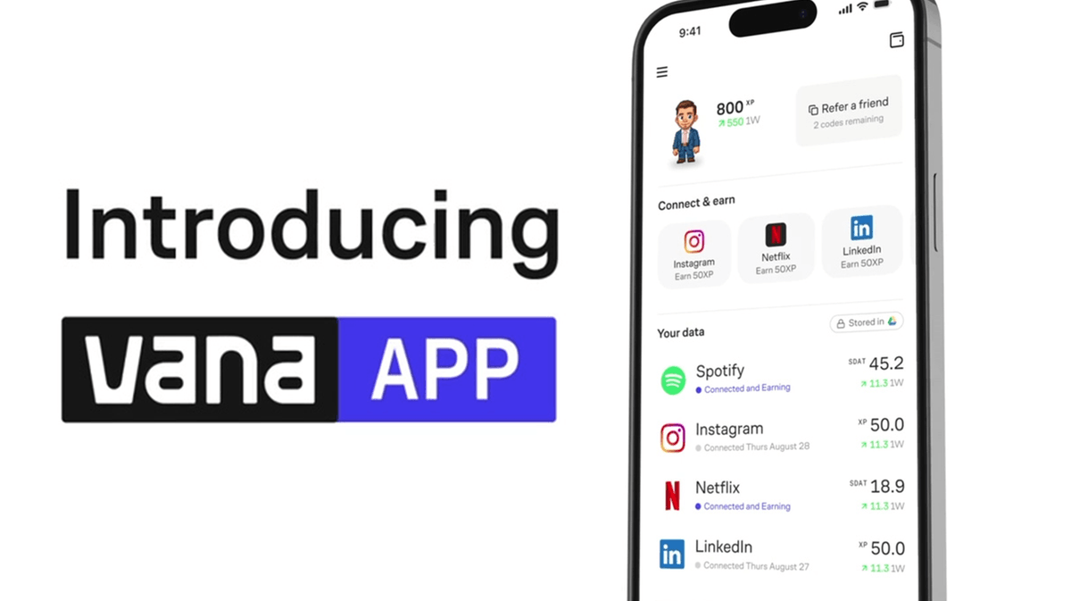 stayfor_eth's tweet photo. Introducing the @vana App: Own Your Digital Self and Start Earning!
Entry by invite code, only 5 places, hurry to take part!
! CODE - 6CE-8HY !
Connect your data: The more verified data sources you connect, the stronger your VIBE becomes and the more XP you earn.
#vanacode https://t.co/InEwy3VcFZ