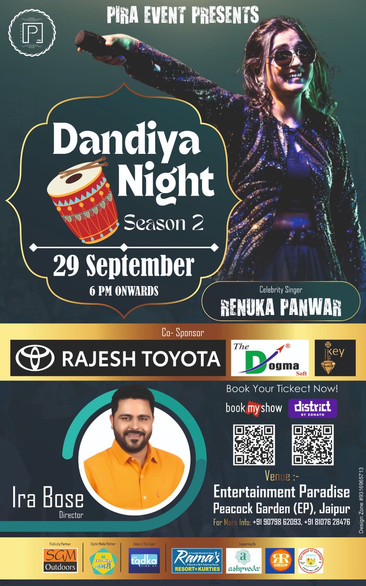 Jaipur! The most awaited Dandiya Night – Season 2 is here 
 29th Sept |  Peacock Garden, EP Jaipur
Music | Dance | Masti | Exciting Prizes 

Book Now 👉BookMyShow- in.bookmyshow.com/activities/dan…
और District by Zomato पर- share.google/MJZdJNueYvvL3j…
#DandiyaNight #JaipurEvents #Navratri2025