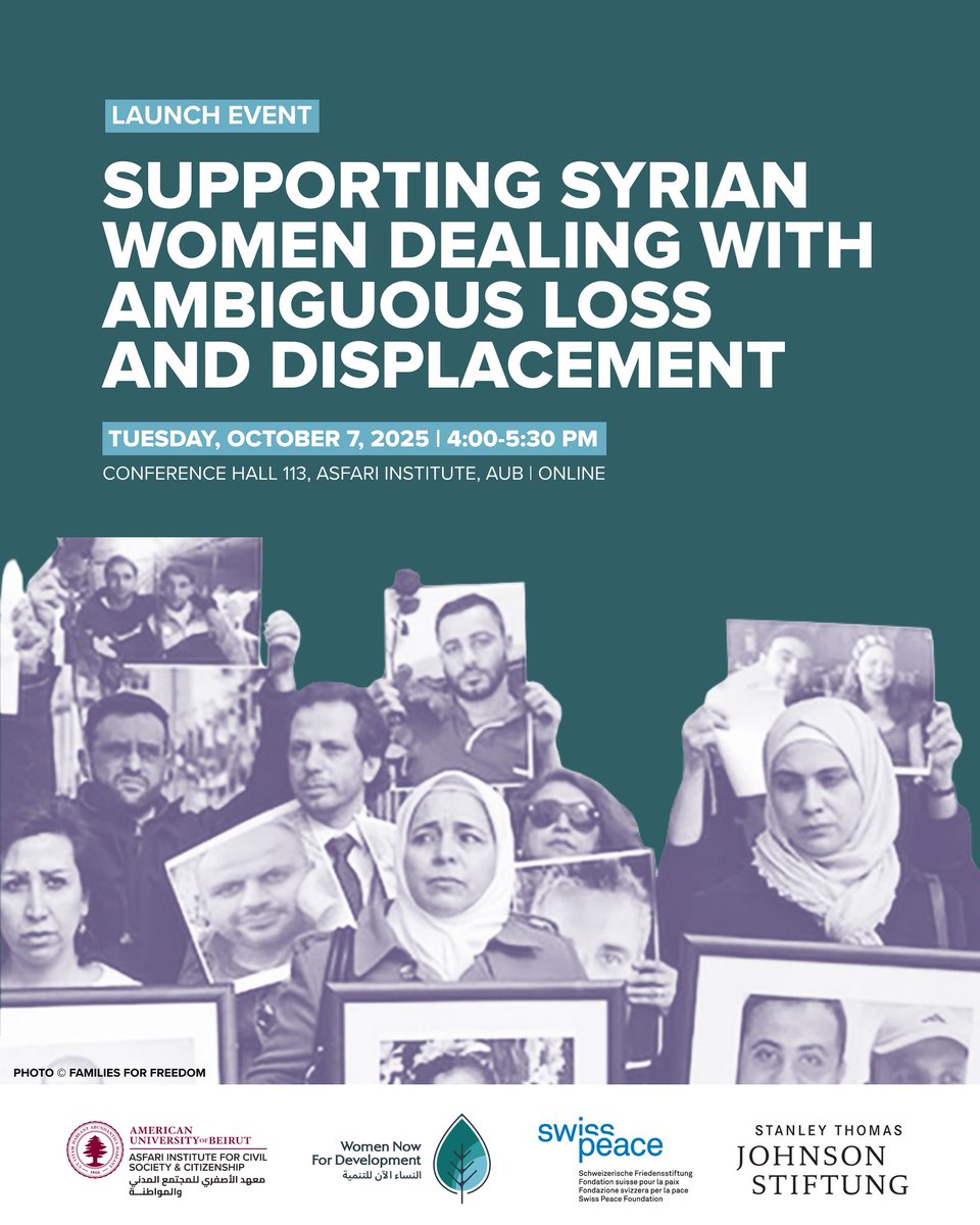 Join us in the launch of SUPPSAL! In partnership with <a href="/SwisspeaceF/">swisspeace Foundation</a> &amp; <a href="/WomenNowForDev/">Women Now النساء الآن</a>, we will present early research findings &amp; discuss future steps to strengthen mental health services &amp; access to justice.

🔗 In-person: forms.gle/wqymXvdBiorneh… 
🔗Zoom: us06web.zoom.us/webinar/regist…