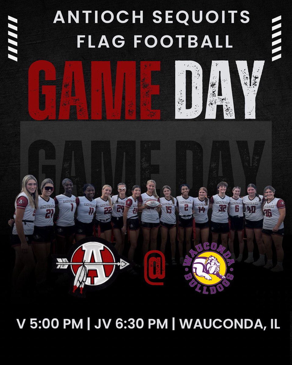 SequoitFlag's tweet photo. 🚨 Conference Game Day Alert! 🚨

Can’t break us. We rise as one. We > Me 

📅 Wednesday September 25 🕓 Varsity @ 5:00 PM | JV @ 6:30 PM 📍Wauconda HS

#TeamFirst https://t.co/tq0l9lWOjj