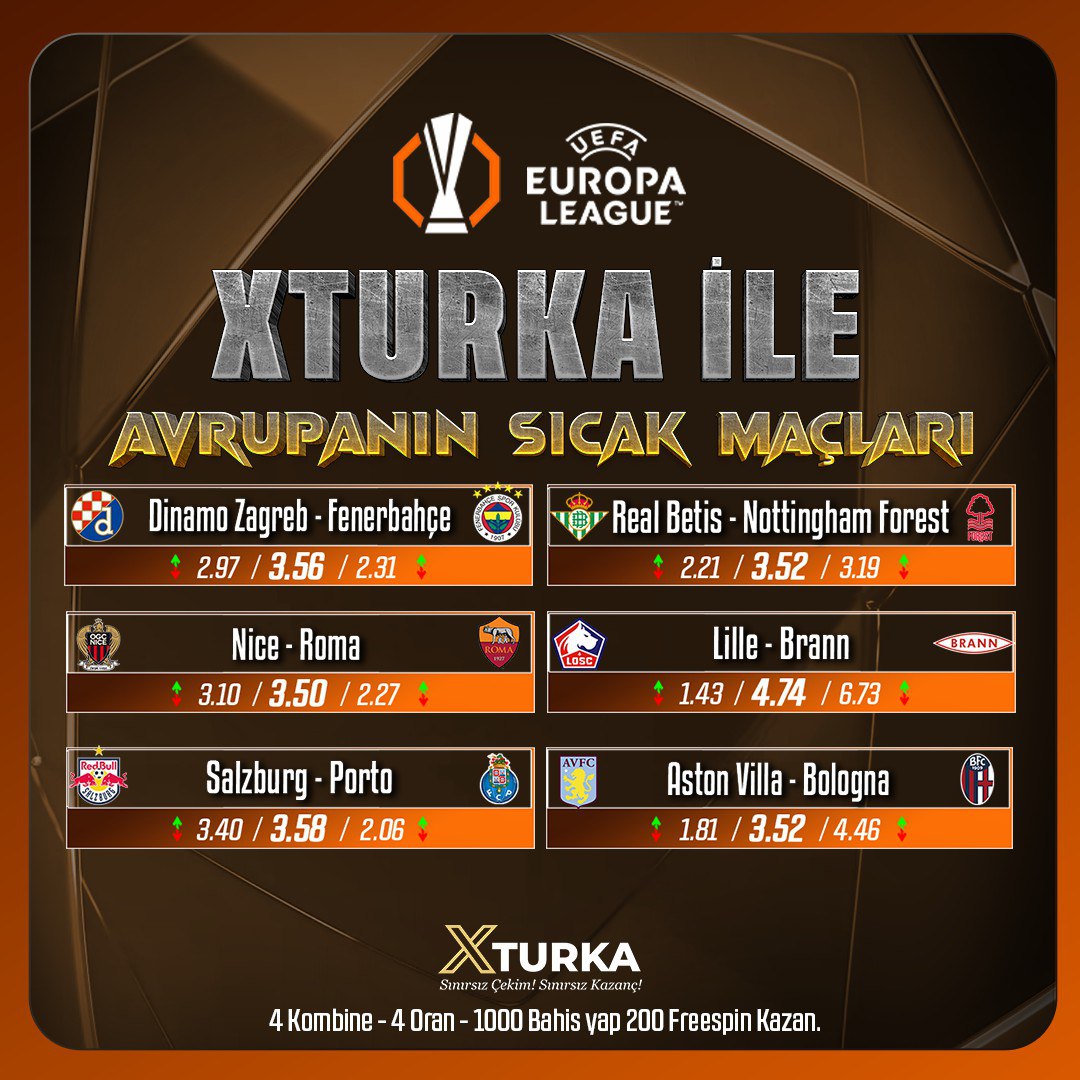 🔥 Avrupa’nın en heyecanlı karşılaşmaları XTurka’da!

⚡️ Yüksek oranlar, sınırsız kazanç fırsatları seni bekliyor.

💎 4 Kombine – 4 Oran – 1000 Bahis yap, 200 Freespin kazan!

🎯 Hemen sen de şansını dene, heyecana ortak ol!

Xturka Giriş: cutt.ly/Xturkagiris
