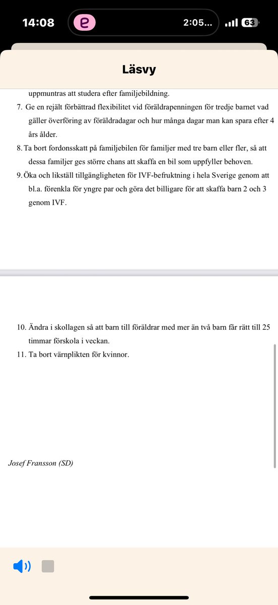 SimonFuglsangSW's tweet image. SD:s @FranssonJosef vill avskaffa värnplikten för kvinnor – så att de kan vara hemma och föda barn (2025/26:203).
Känns superfräscht 2025.
@sdriks