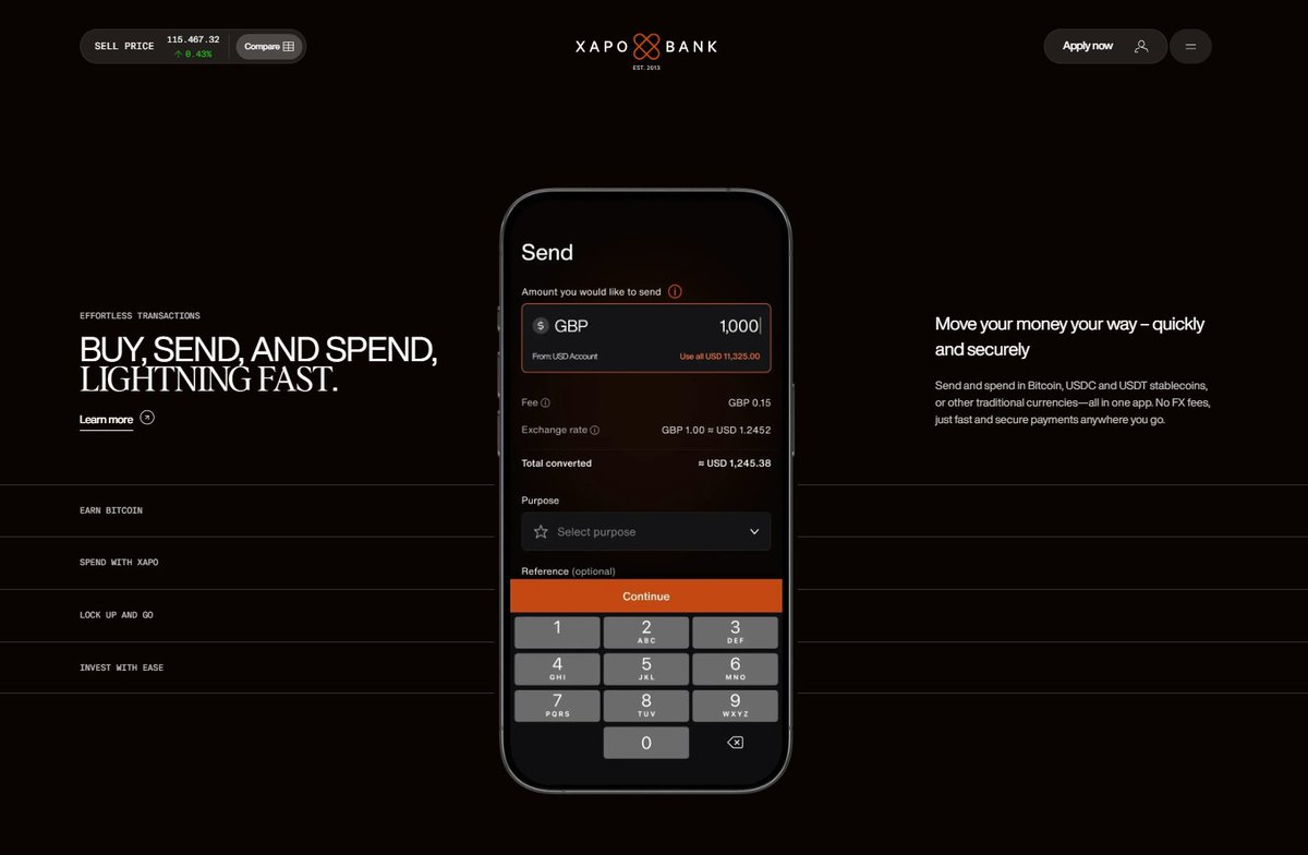Buy, Send & Earn #Bitcoin – Lightning Fast With The Xapo App⚡ ▪️Earn daily  Bitcoin rewards: 3.75% on USD Paid in BTC & 0.5% on BTC ▪️Spend globally  with no Xapo Bank