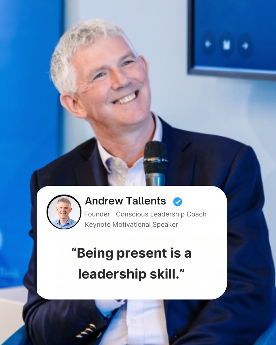 andrewtallents's tweet image. Being present is a leadership skill.
Not a mindset.
Not a personality trait.
A skill.

And the best CEOs I coach train it daily-
because you can’t lead what you’re not present with.

#leadership #foundermindset #selfcoaching