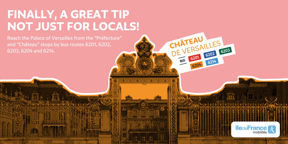 TransdevIDF's tweet image. Aujourd&apos;hui, c&apos;est la journée mondiale du tourisme !
🚍#TransdevIDF promeut la culture aux côtés d&apos;@IDFmobilites par la mise en avant des lignes de bus desservant les sites d&apos;intérêt d&apos;@iledefrance
🏰Alors pari réussi pour @Versailles_IDFM ?