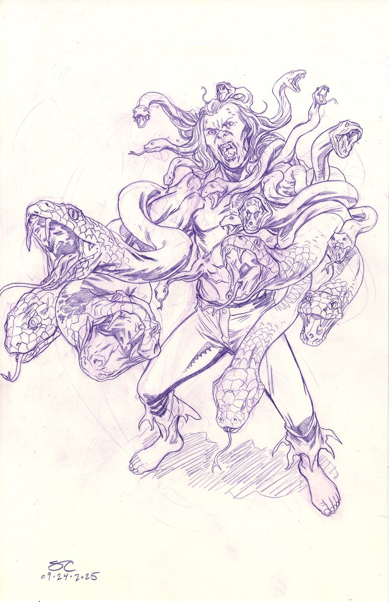 Today's warm up.  It was supposed to be a Medusa themed guy but it took on a life of its own in a good way.