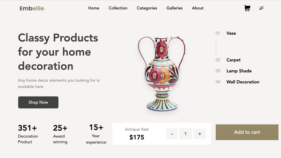 dipak_gadhiya's tweet image. 🎨 Just built this Home Decoration E-Commerce UI in @misakistudio 🏺✨
Clean layout, modern design, and smooth shopping flow (Shop Now + Add to Cart).
Design ➝ Animate ➝ Code. 🚀
Check out Misaki Studio 👉 misakistudio.io

#UIDesign #Ecommerce #DesignToCode